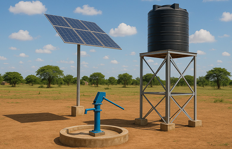 Water tank and solar panel